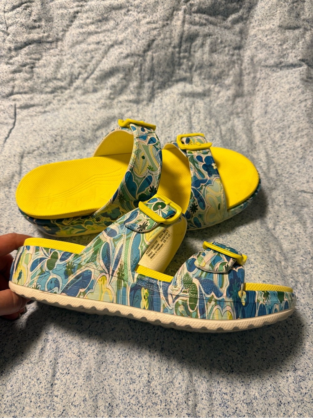 Dansko Women’s Yellow Floral Double-Buckle Slide Sandals - Picture 3 of 8
